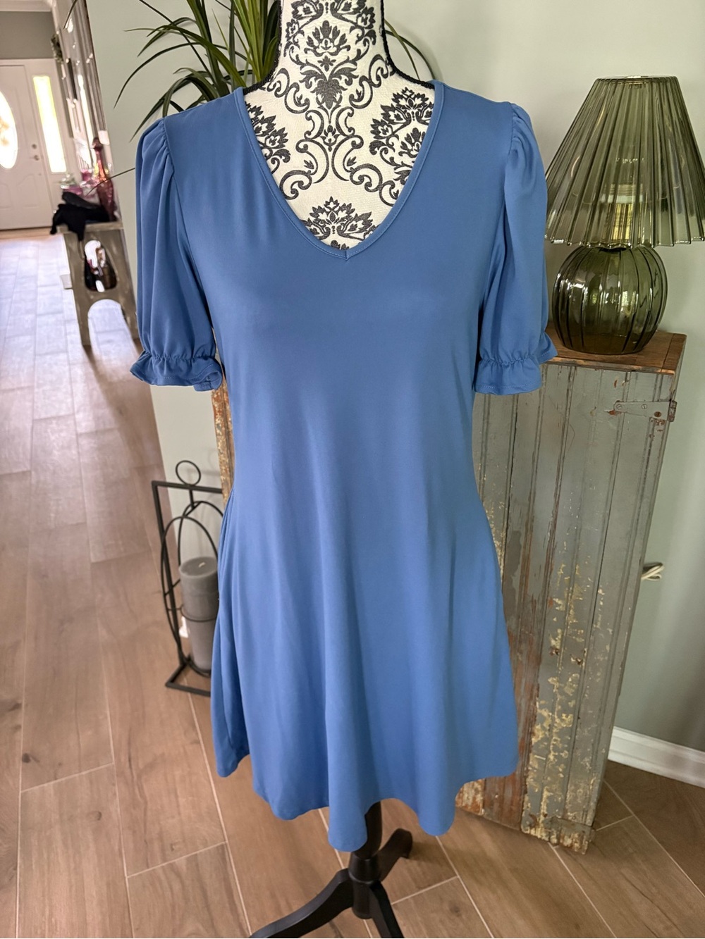 Size small dusty, blue short sleeve dress